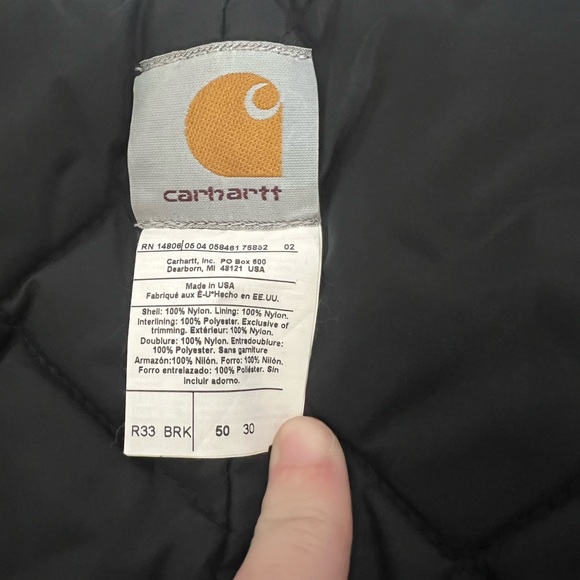 Carhartt Arctic Zip Front Bib-Overall Quilt Lined Size 50x30 Brown Model R33 - Picture 13 of 14